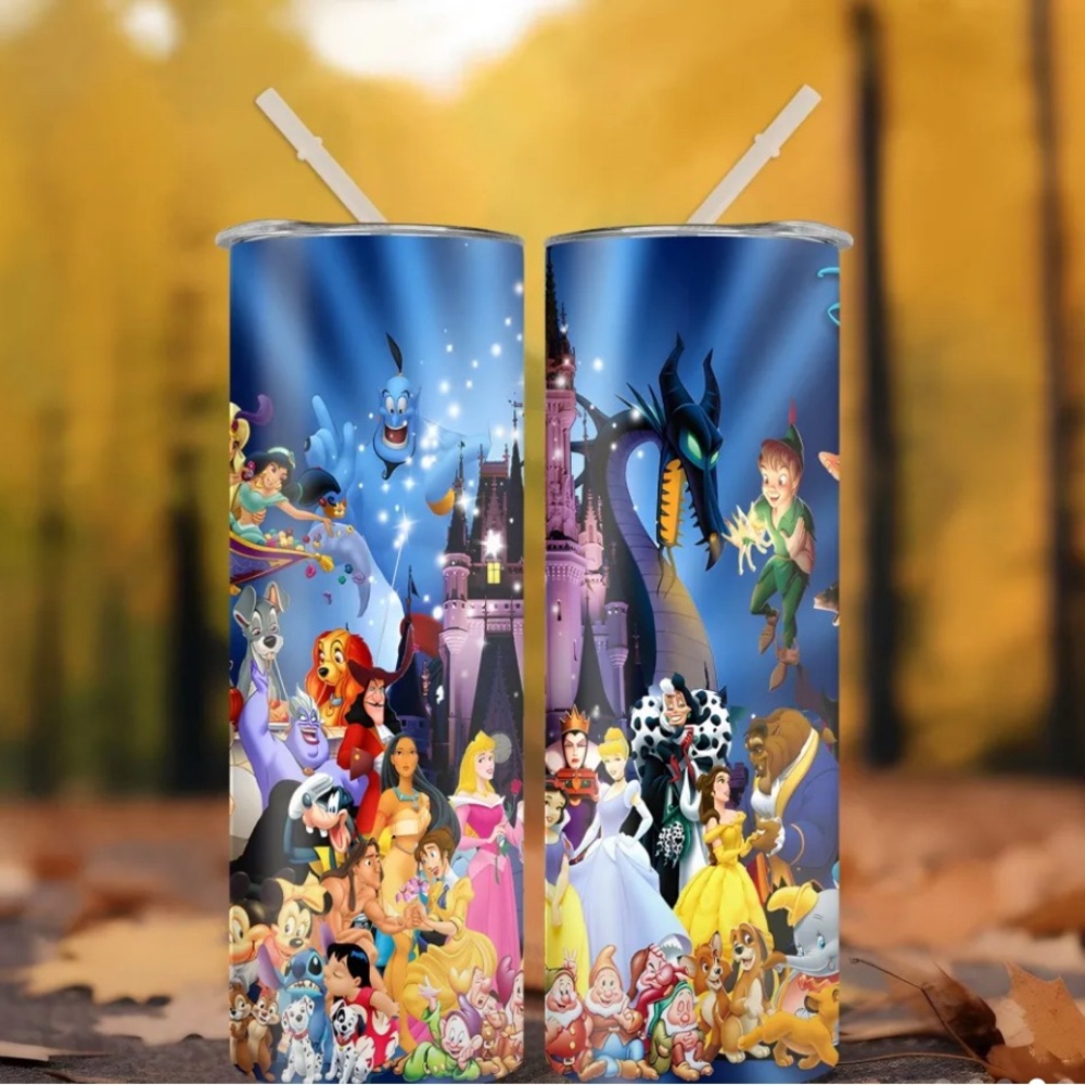 Disney Movie Themed 20oz Tumbler with Straw and Straw Covers! - Picture 6 of 8